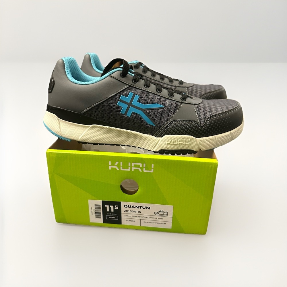 Kuru Mens Quantum Black Blue Orthopedic Comfort Shoes Size 11.5 Wide